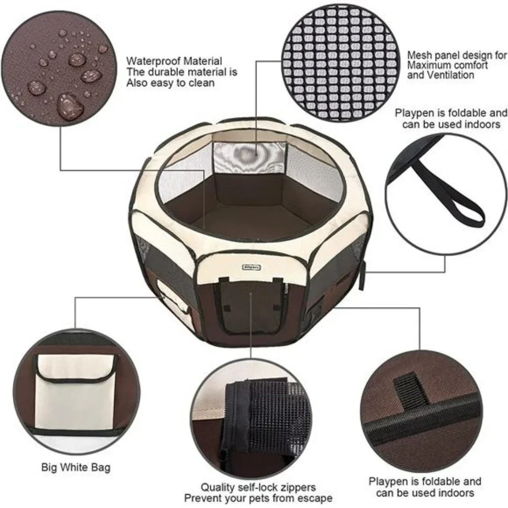 Portable Pet Playpen Foldable Kennels Playpen for Dog&Cat Carrying Case